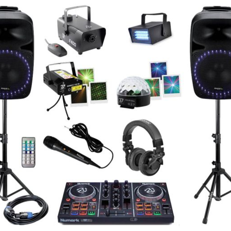 PS212 DJ Controller Speakerset 2x 400W met Lichtshow